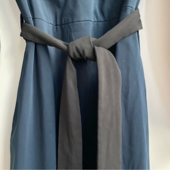 BADGLEY MISCHKA Navy Belted V-Neck Puff Sleeve Sheath Dress Size 2 - Picture 10 of 14